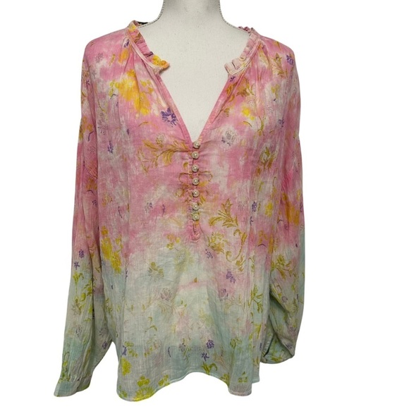 Anthropologie x Pilcro Tavi Tie Dye Top Pastel Multicolor NWT Retail $98.00 - Picture 3 of 11